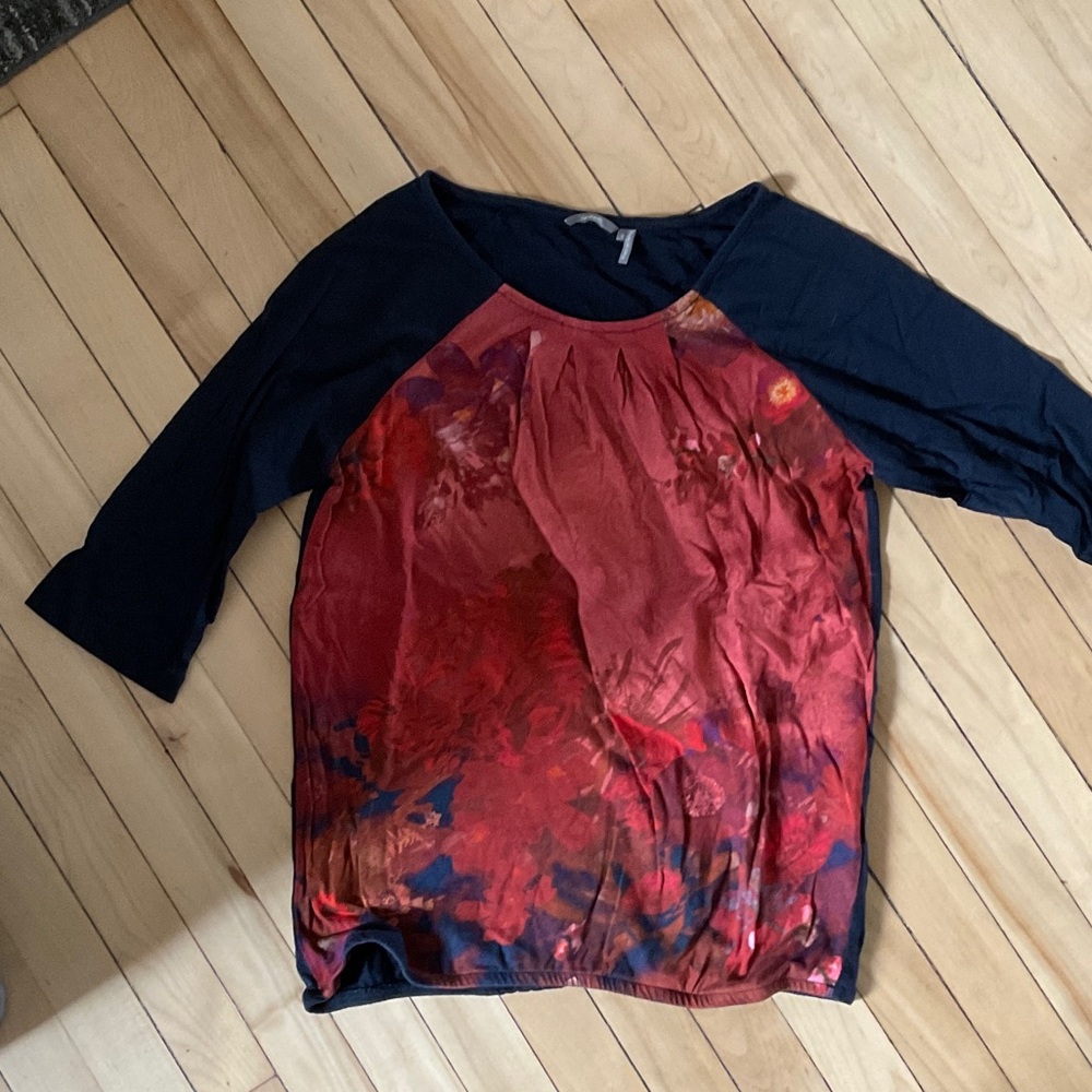 Elegant Orange and Navy Blue Women's Blouse